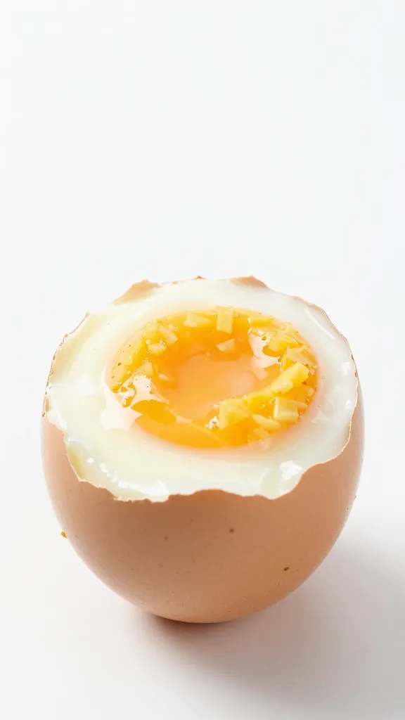 Egg-based protein dish studio shot, clean white backdrop
