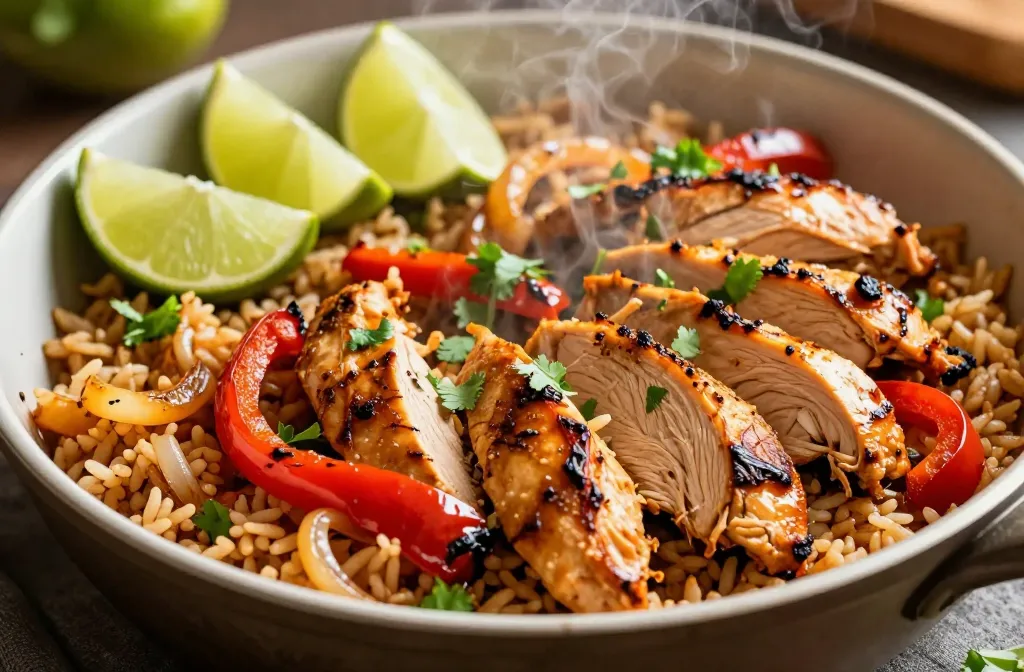 High Protein Chicken Fajita Bowl (Beginner Easy 25 Minutes) Without the Bummer Stuff