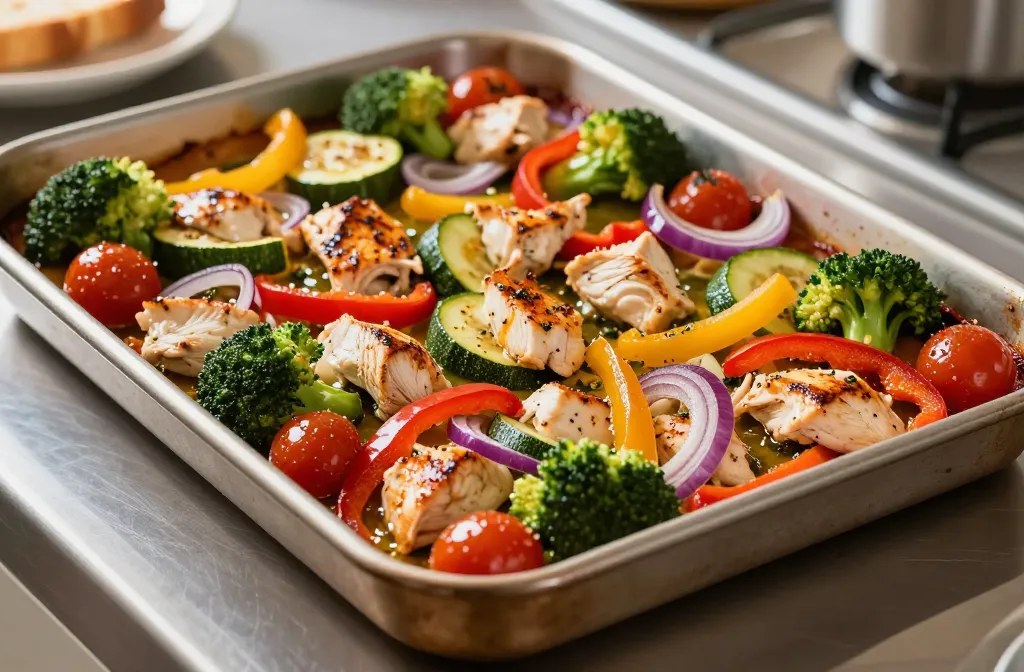 One Pan High Protein Chicken Veggie Bake: Fast & Flavorful