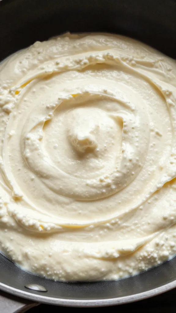 Creamy ricotta fold-in finish in a skillet close-up