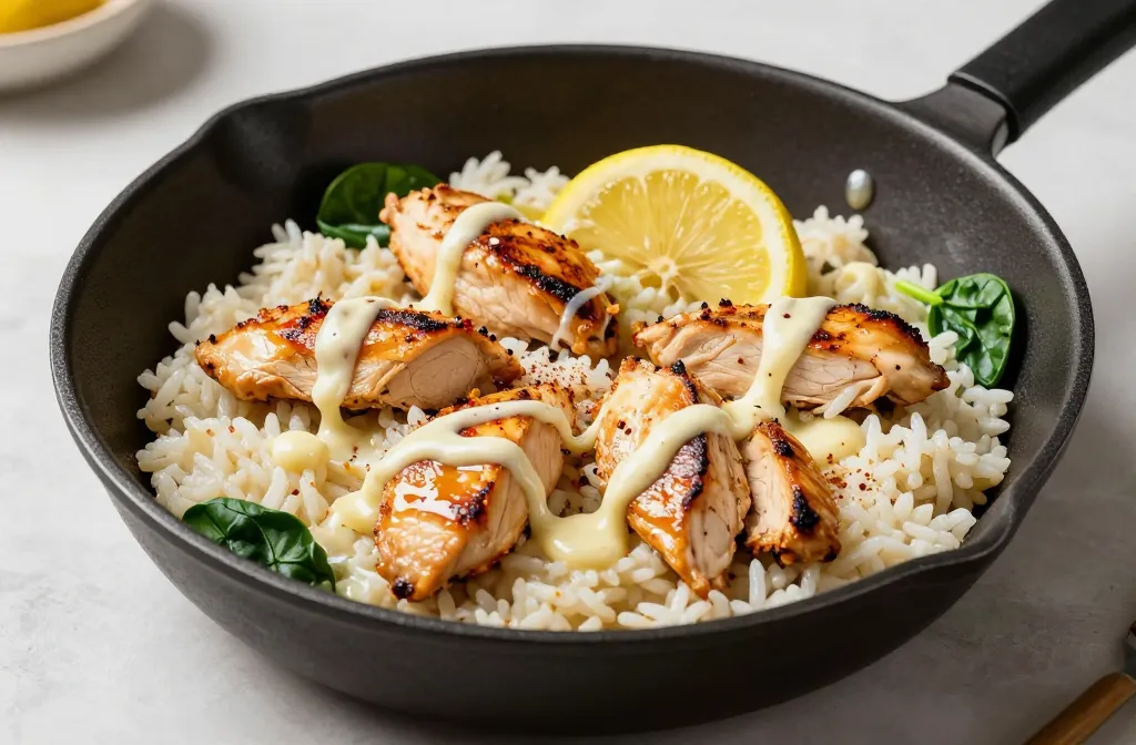 High Protein Creamy Garlic Chicken Rice Bowls: Easy Weekend Win