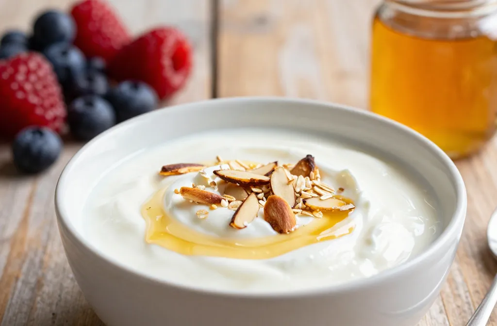High Protein Honey Almond Yogurt Bowls: Morning Power Bowls