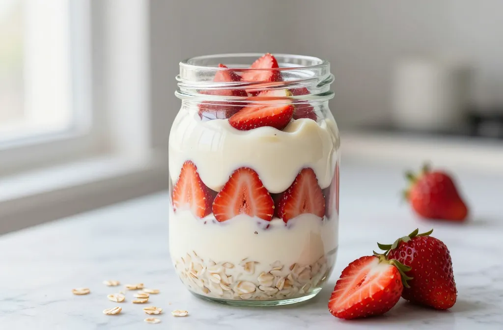 High Protein Strawberry Cheesecake Overnight Oats: Dreamy Breakfasts