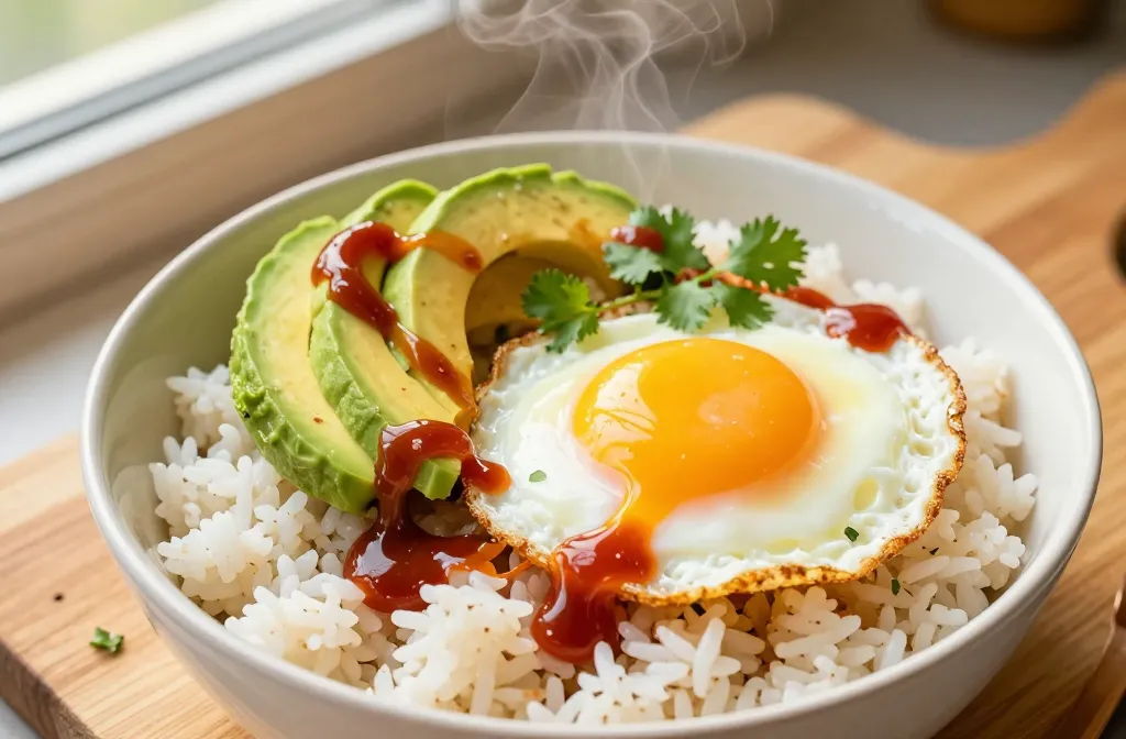 Spicy Sriracha Egg & Avocado Rice Bowls: Bold, Bright Bites