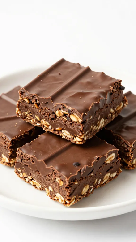 Chocolate Espresso Protein Oat Bars on white plate