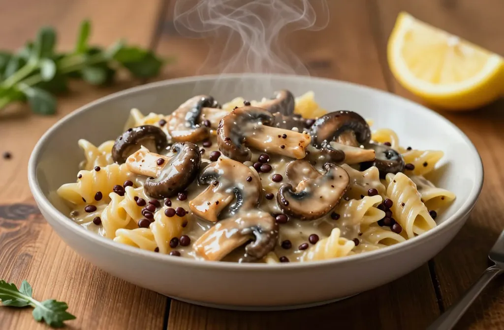 High Protein Mushroom Stroganoff with Lentil Pasta: Cozy Power Bowl Unleashed