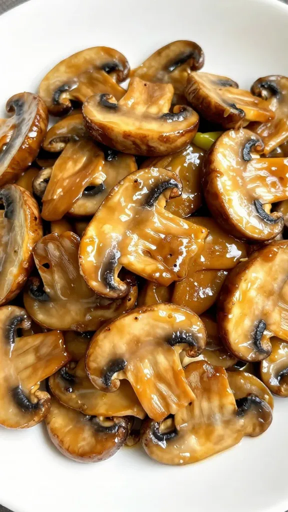 Sautéed mushroom medley in golden brown tones