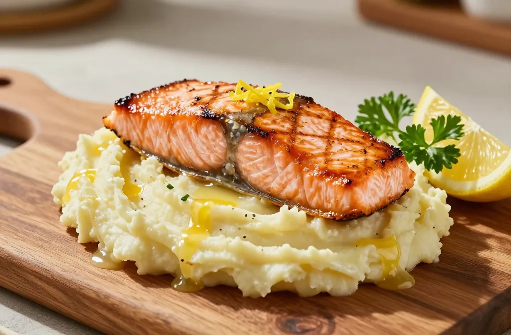 Garlic Butter Salmon Over Parmesan Mash: Dinner Victory in 20 Minutes