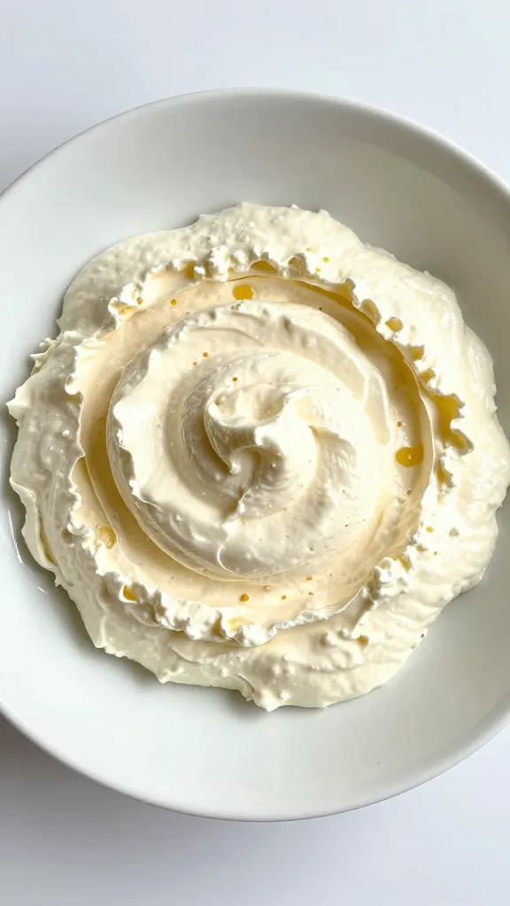 Bright lemon ricotta protein bowl on white ceramic plate