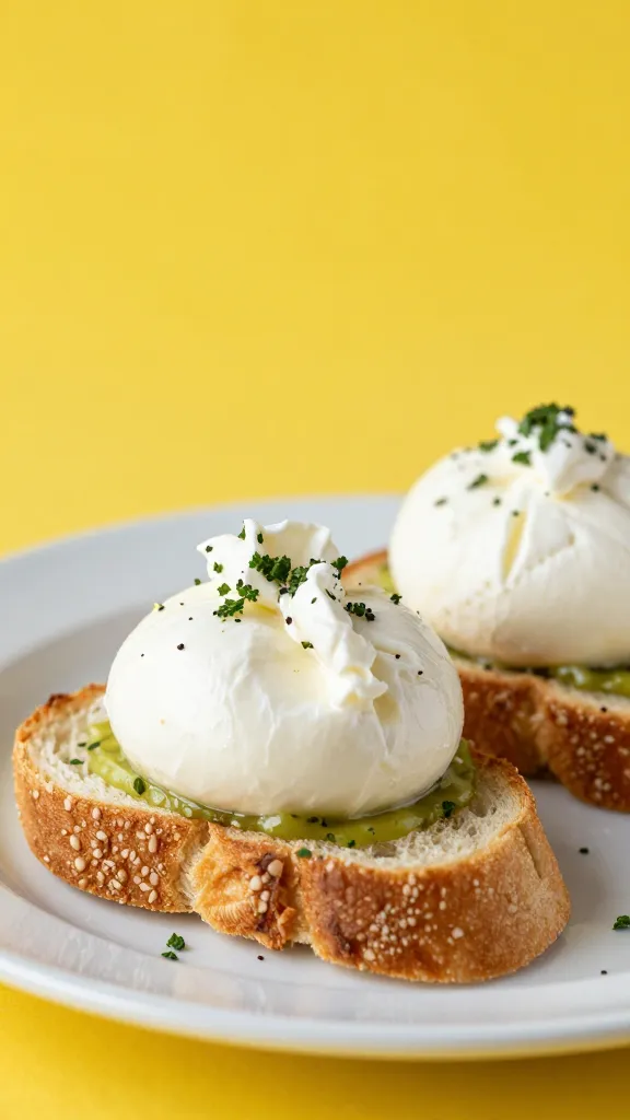Gourmet party platter: burrata toasts, fresh herbs, bright backdrop