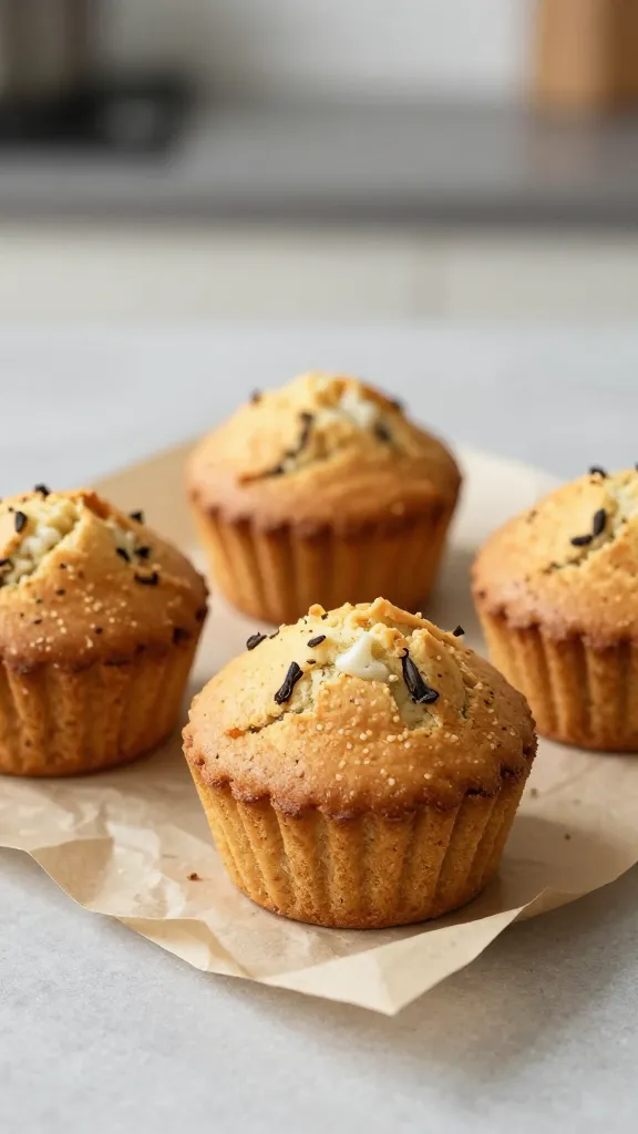Freshly baked tea cakes in parchment, neutral kitchen backdrop
