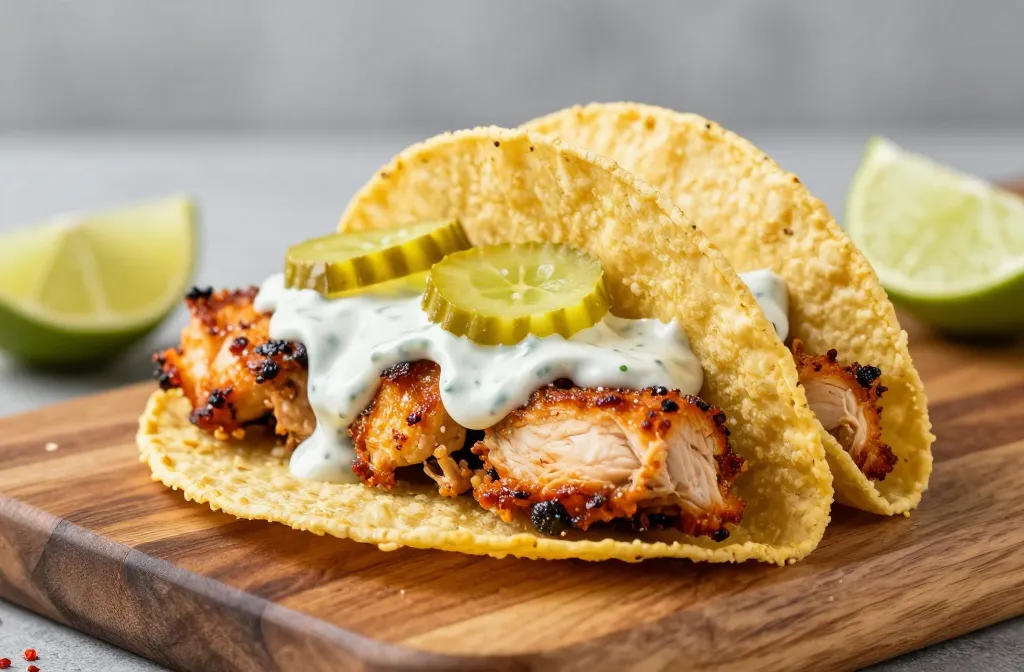 High Protein Crispy Pickle Ranch Chicken Smash Tacos: Crunch Meets Protein