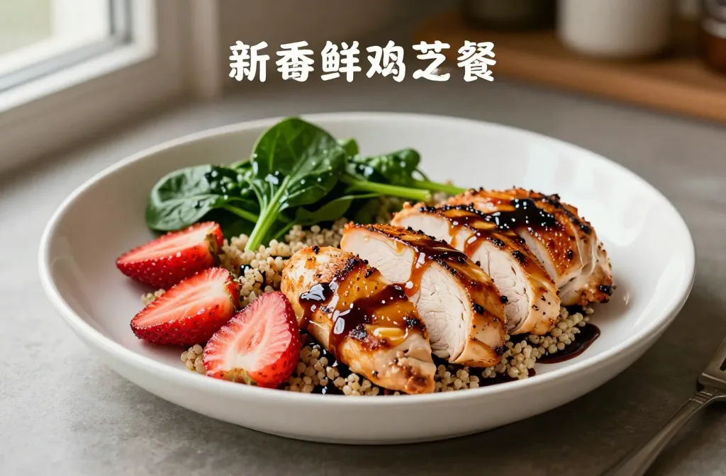 High Protein Roasted Strawberry Balsamic Chicken Plates Sparkle