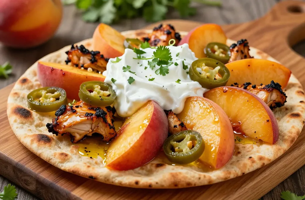 High Protein Roasted Peach JalapeñO Chicken Flatbreads: Summer Smash