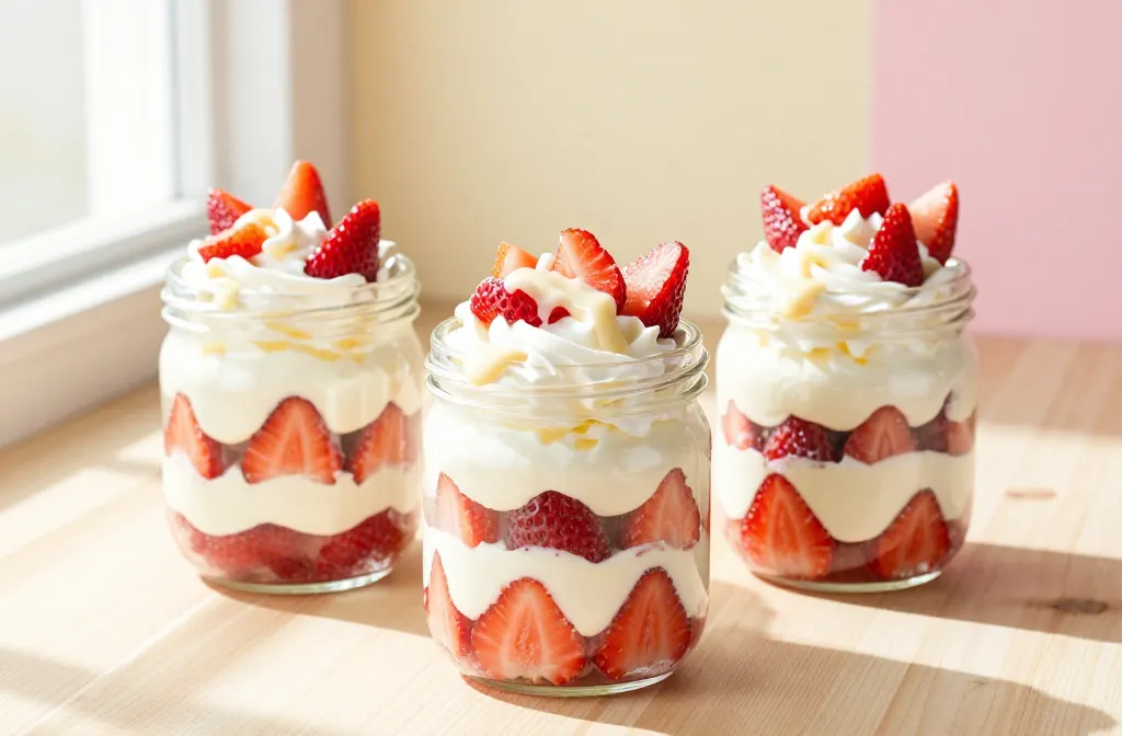 Whipped Strawberry Shortcake Protein Jars: Dreamy Snack Fix