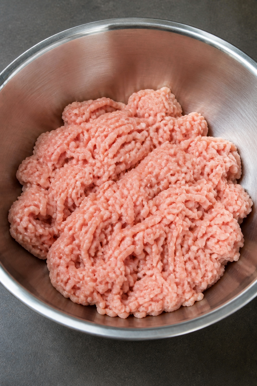 lean ground turkey in stainless steel bowl
