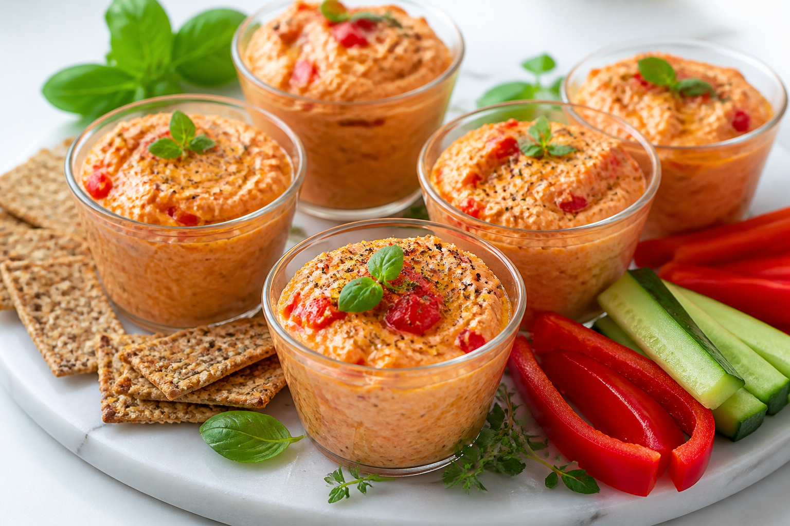Roasted Red Pepper Cottage Cheese Dip Cups: Quick Crowd-Pleaser